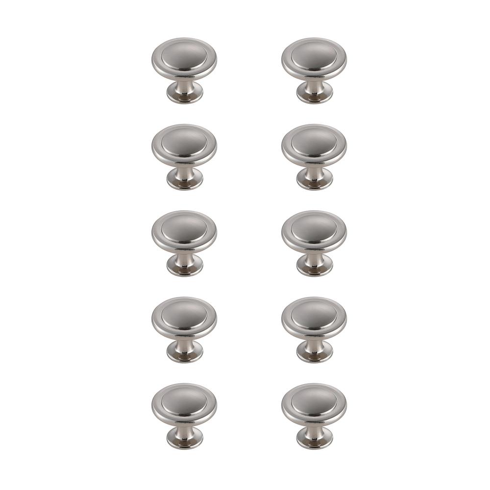 Logyn 1.3" Diameter Brushed Nickel Mushroom Knob Multipack (Set of 10). Picture 1