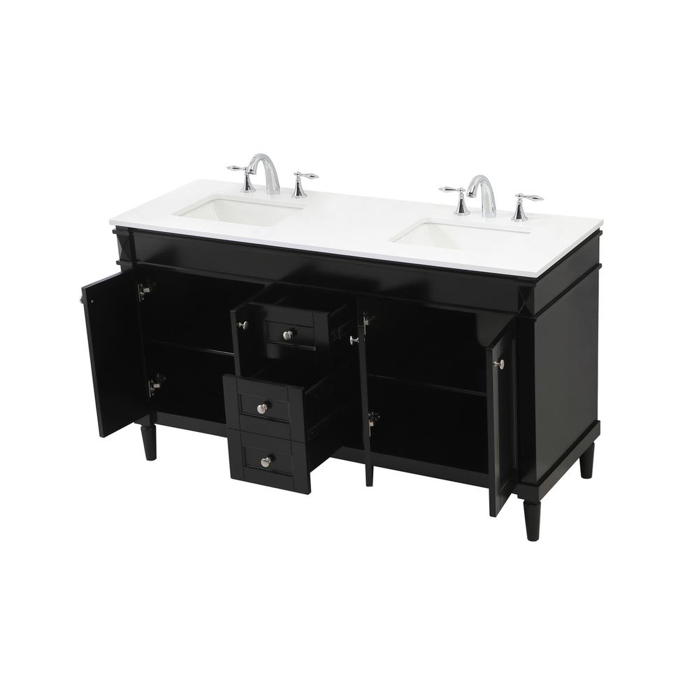 60 inch double bathroom vanity in black. Picture 9