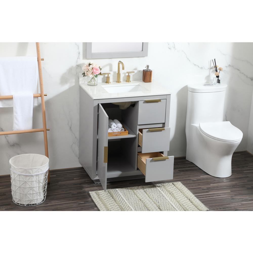 30 inch Single bathroom vanity in grey with backsplash. Picture 3