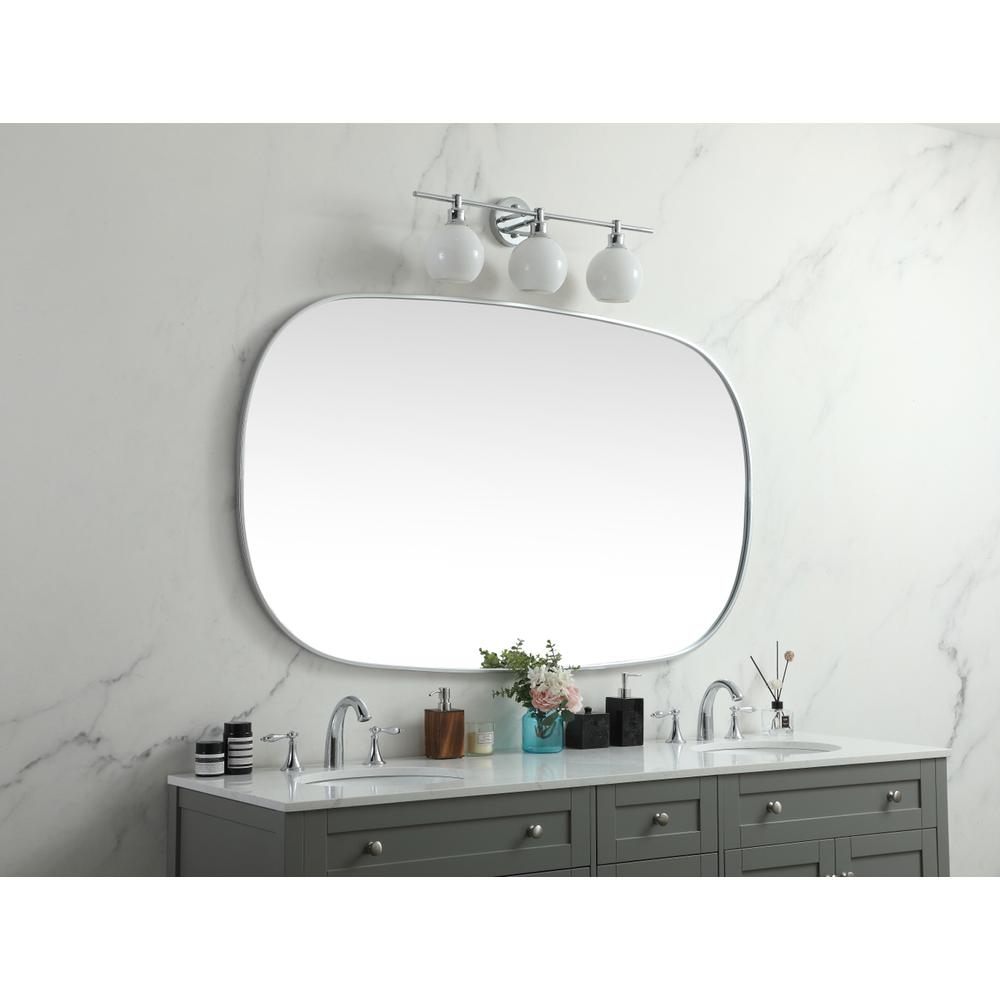Metal Frame Oval Mirror 36x60 Inch in Silver. Picture 2