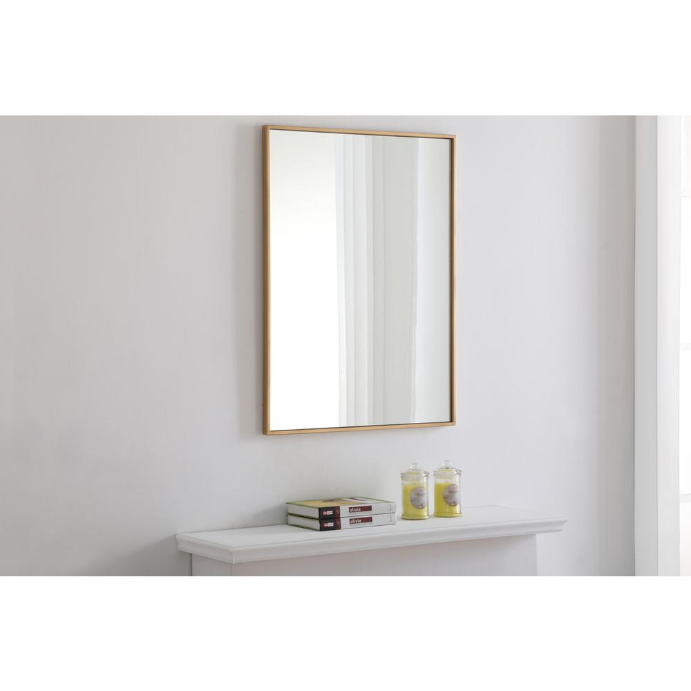 Metal frame Rectangle Mirror 24 inch Brass finish. Picture 3