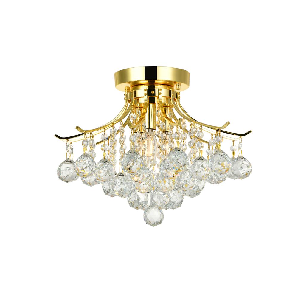 Toureg 3 light Gold Flush Mount Clear Royal Cut Crystal. Picture 1