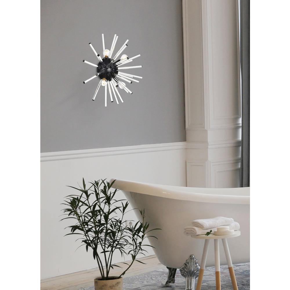 Sienna 18 Inch Crystal Rod Wall Sconce In Black. Picture 8