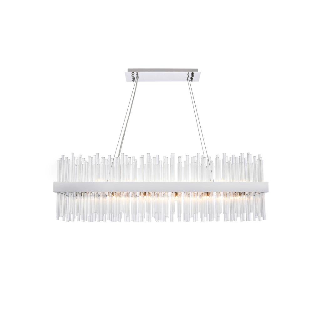 Dallas 42 inch rectangle crystal pendant in chrome. Picture 1