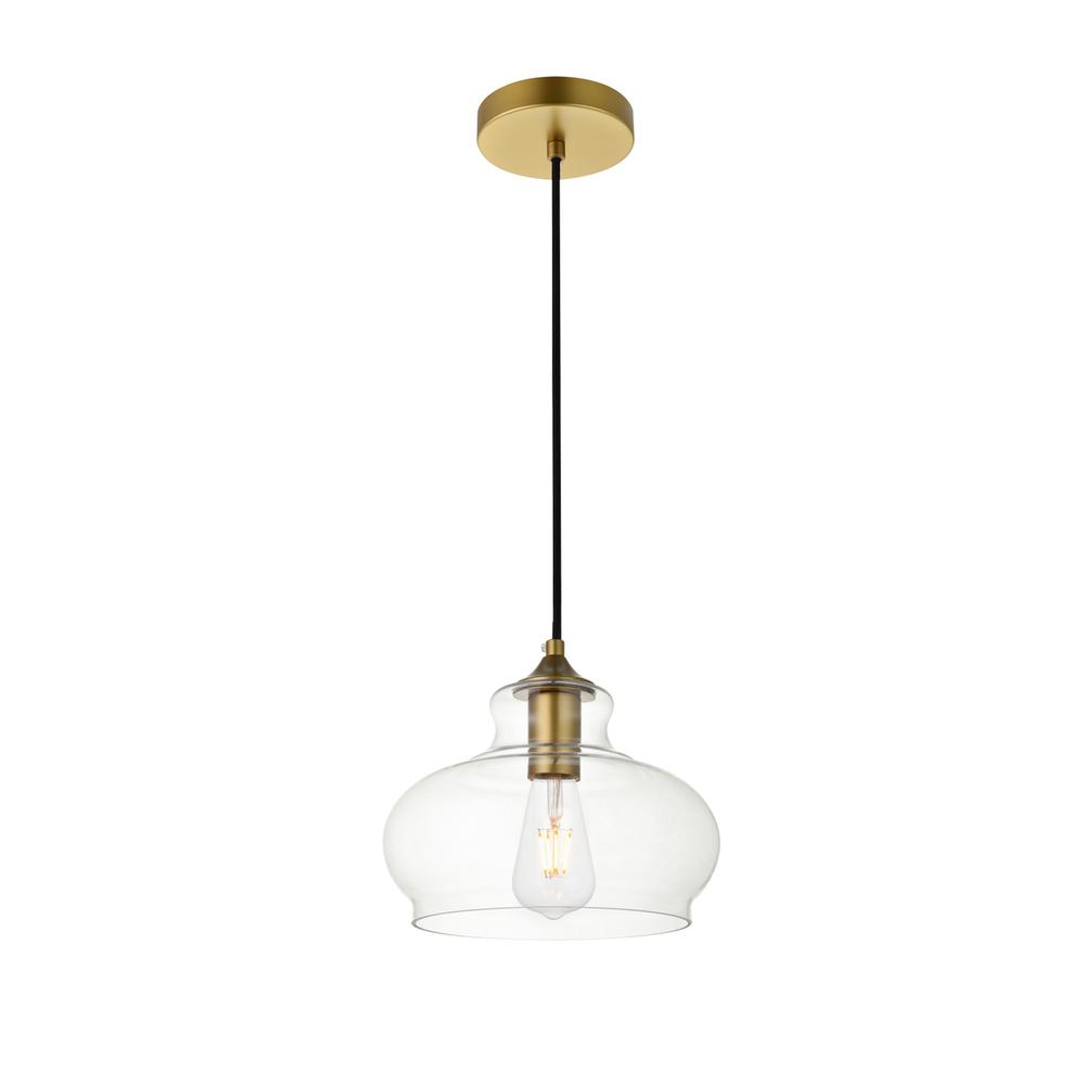 Destry 1 Light Brass Pendant With Clear Glass. Picture 2