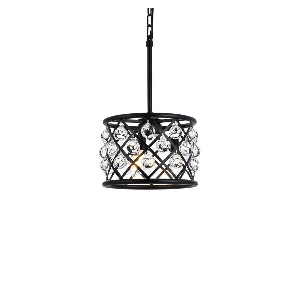 Madison 3 light Matte Black Pendant Clear Royal Cut Crystal. Picture 2