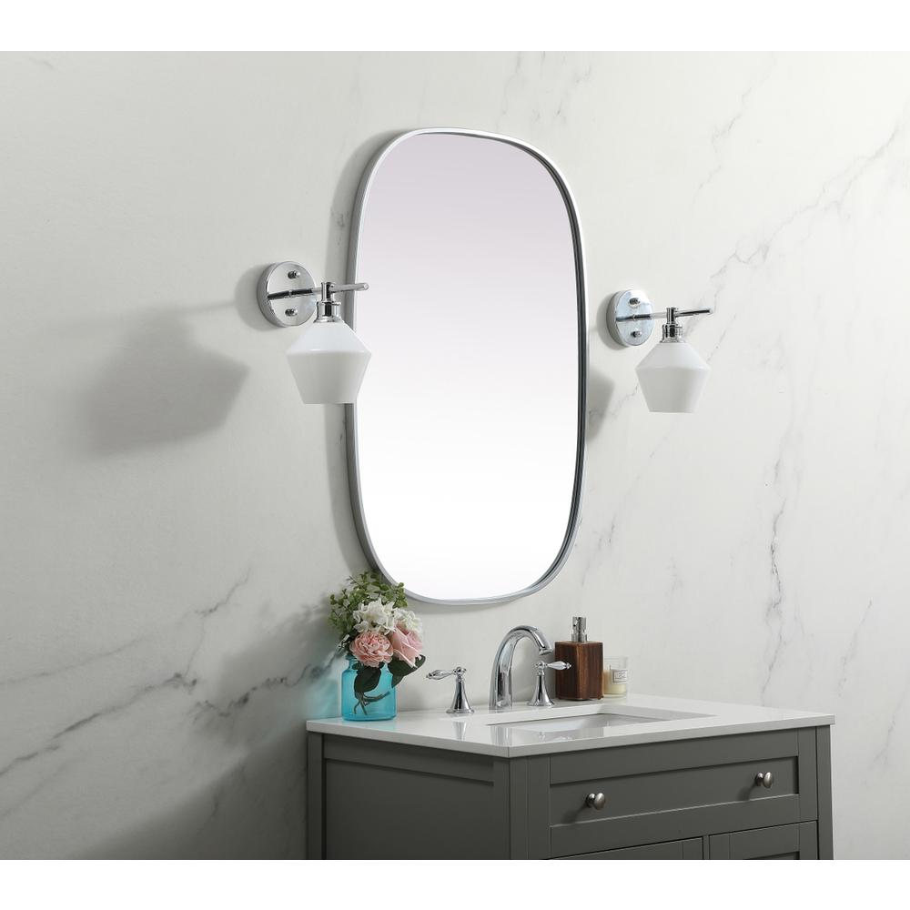 Metal Frame Oval Mirror 24x36 Inch in Silver. Picture 2