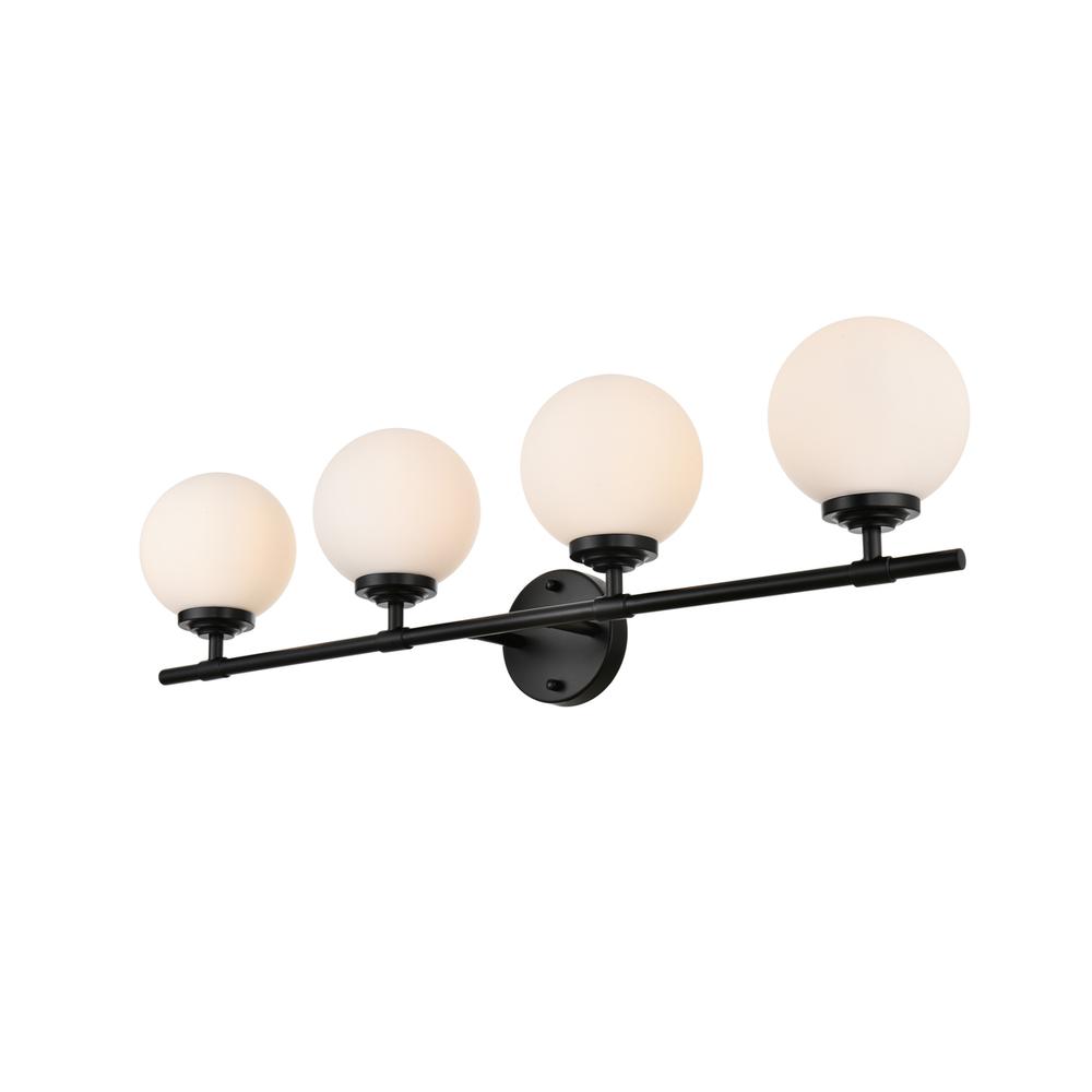 Ansley 4 light Black and frosted white Bath Sconce. Picture 2
