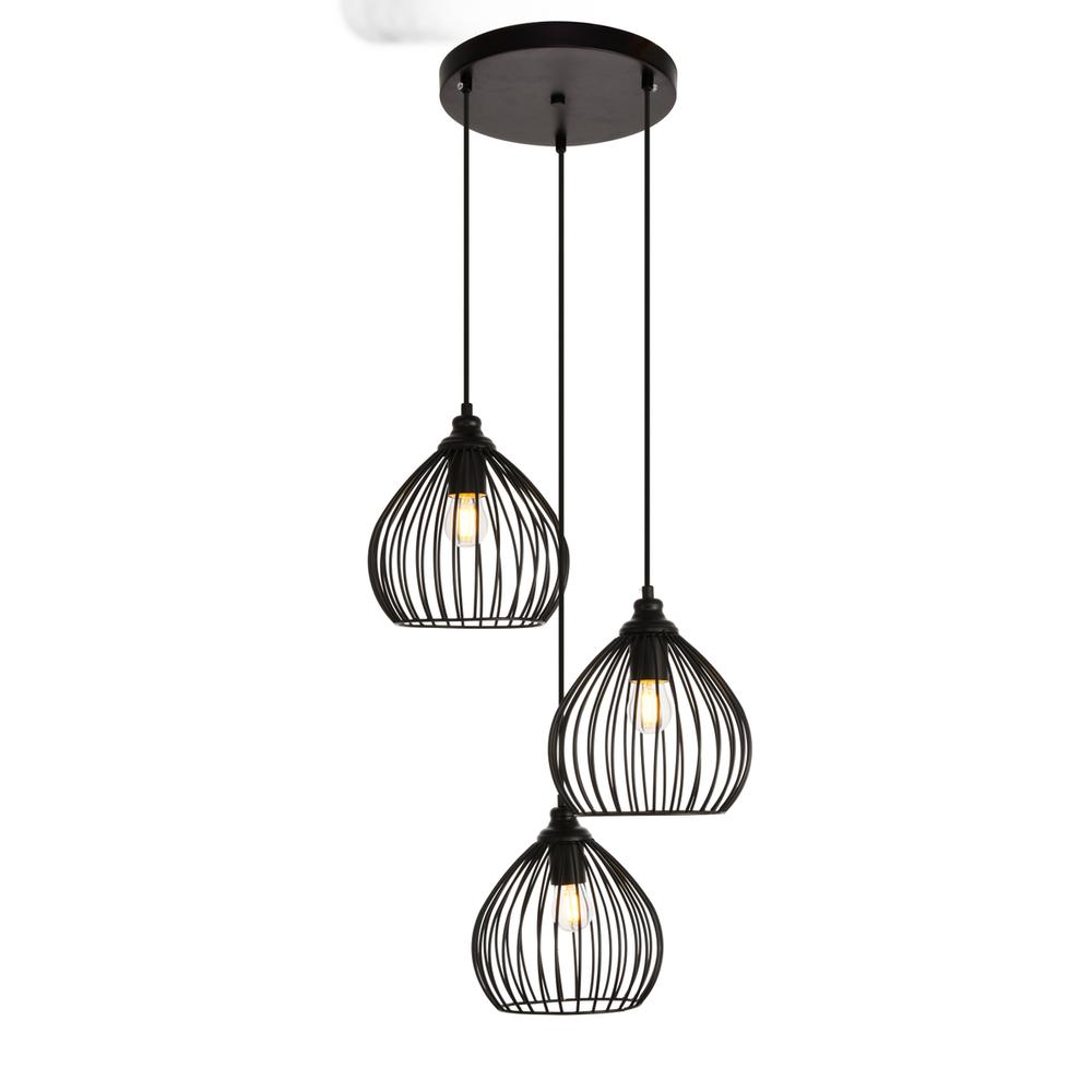 Sayer Collection Pendant D16.0 H23.1 Lt:3 Black Finish. Picture 1