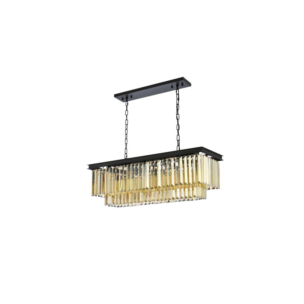 Sydney 12 light Matte Black Chandelier Golden Teak (Smoky) Royal Cut Crystal. Picture 6
