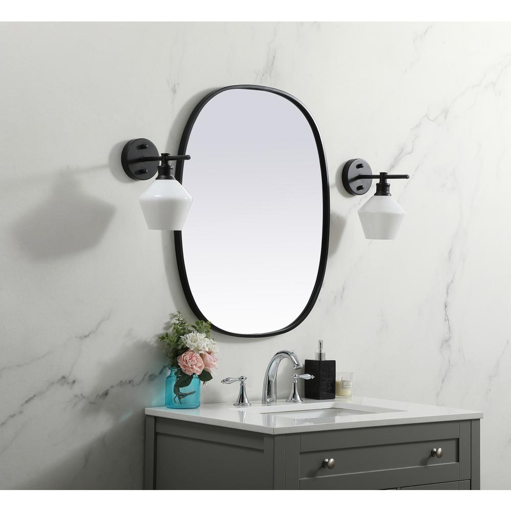 Metal Frame Oval Mirror 24x30 Inch in Black. Picture 2