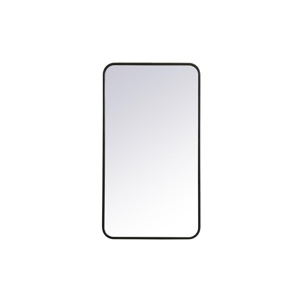 Soft corner metal rectangular mirror 20x36 inch in Black. Picture 1