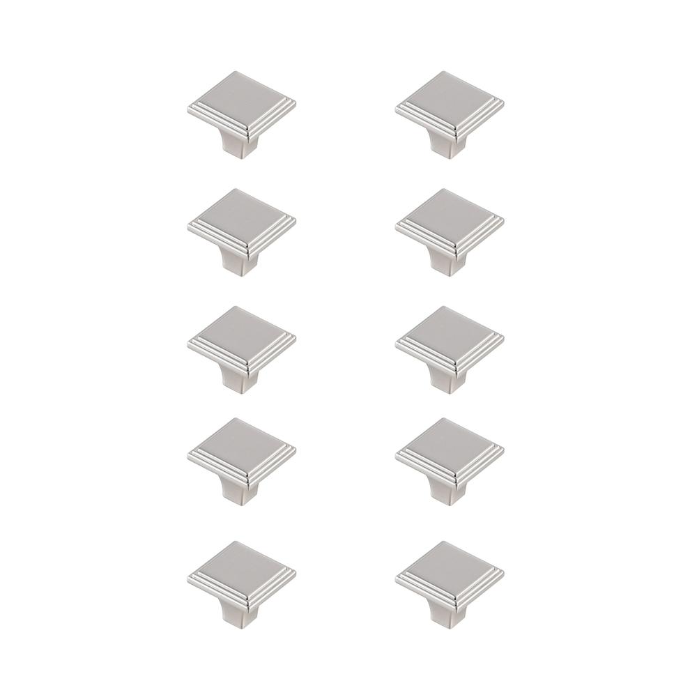 Wilow 1" Brushed Nickel Square Knob Multipack (Set of 10). Picture 1