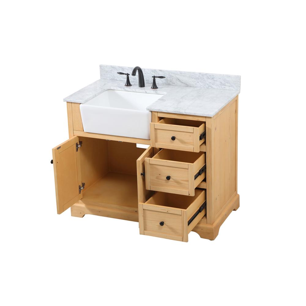42 inch Single bathroom vanity in natural wood with backsplash. Picture 9