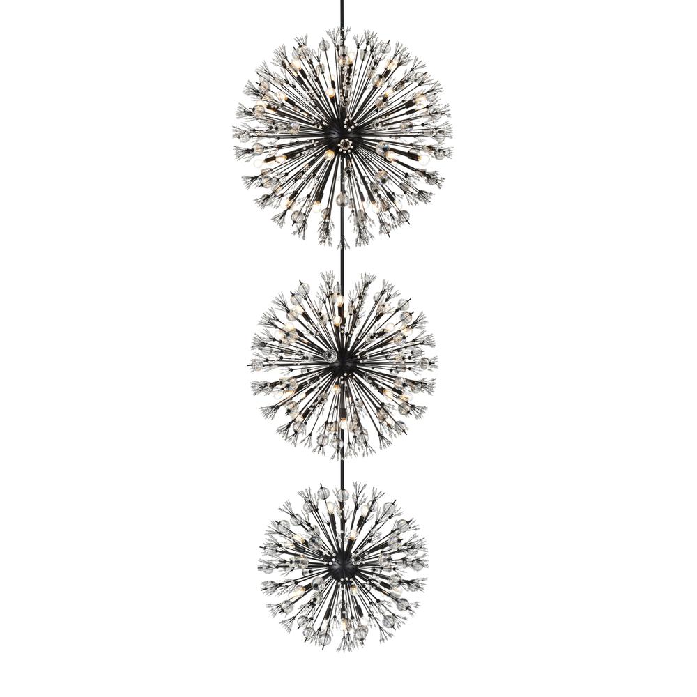 Vera 44 inch three tiers crystal starburst chandelier in black. Picture 2
