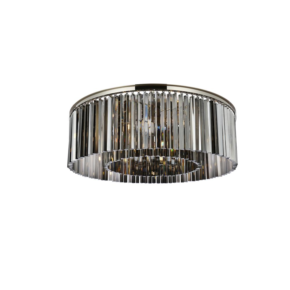 Sydney 10 light polished nickel Flush Mount Silver Shade. Picture 2