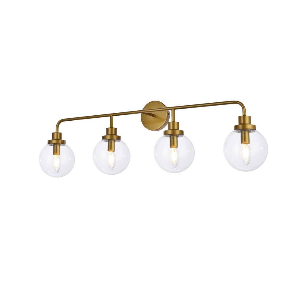 Hanson 4 lights bath sconce in brass with clear shade. Picture 2