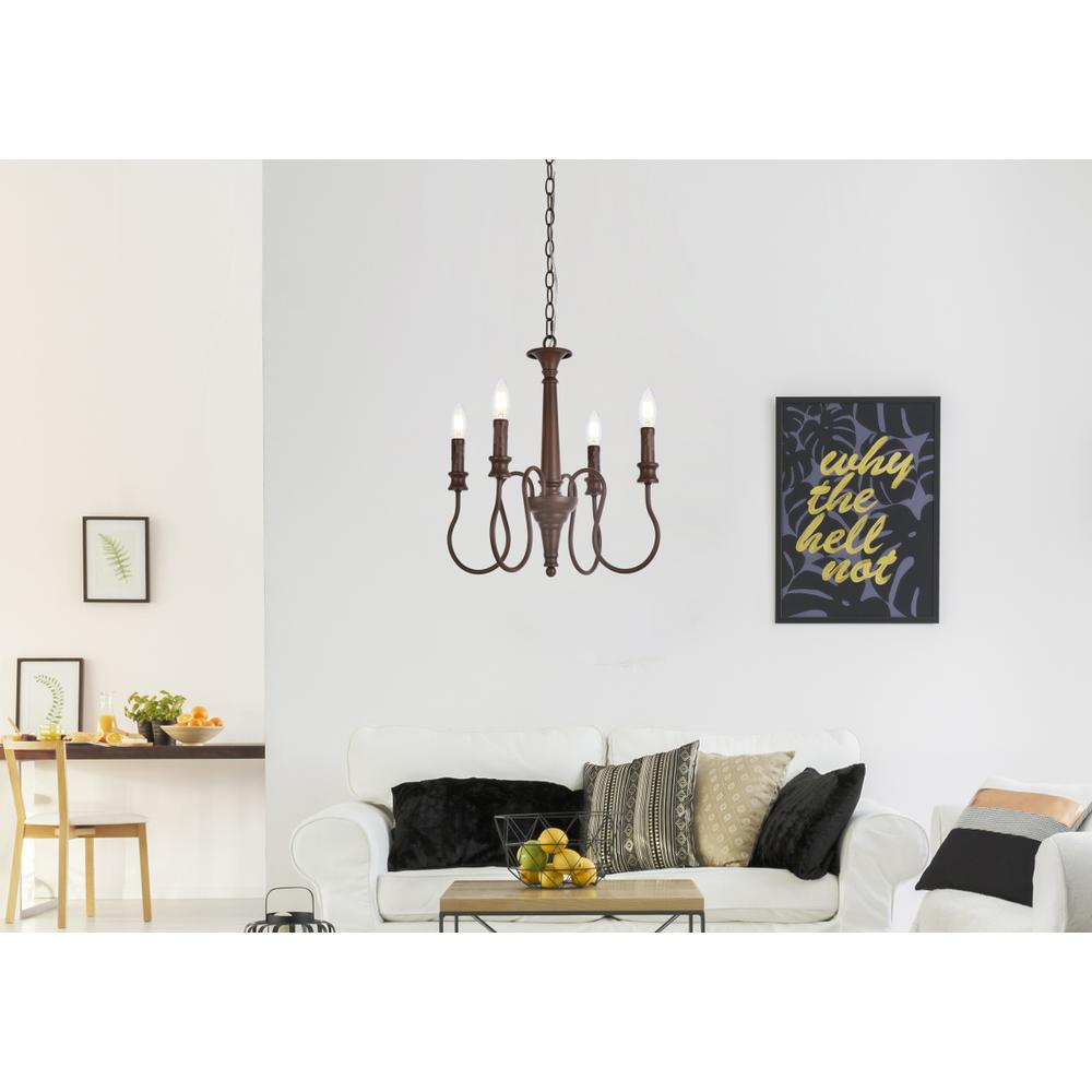 Flynx 4 lights pendant in weathered oak. Picture 7