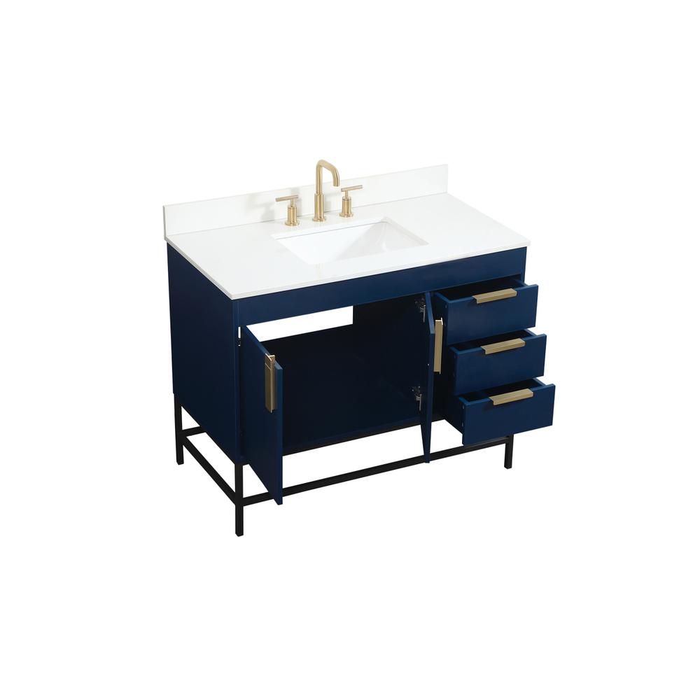 42 inch Single bathroom vanity in blue with backsplash. Picture 9