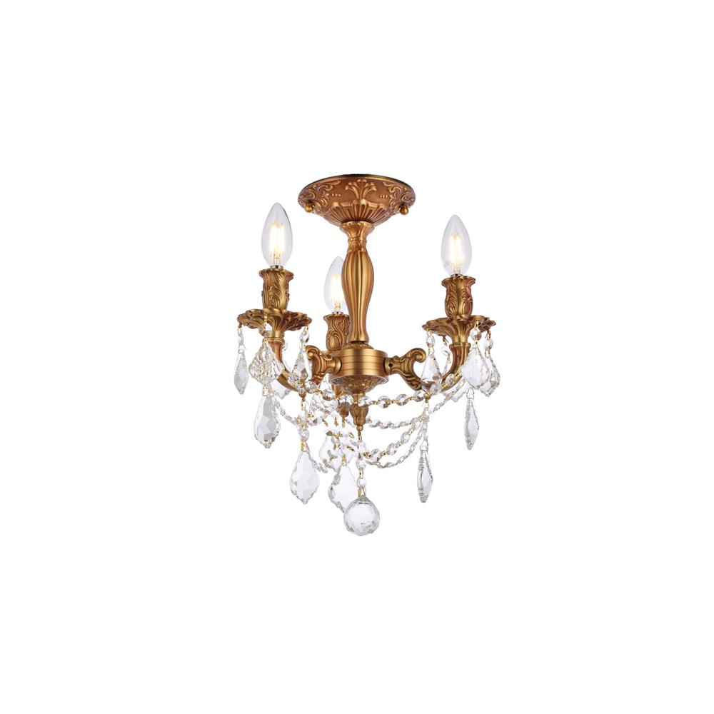 Rosalia 3 light French Gold Flush Mount Clear Royal Cut Crystal. Picture 2