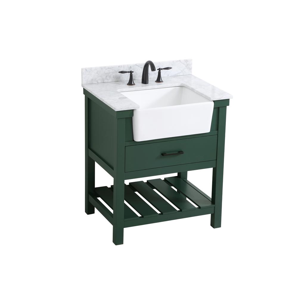 30 inch Single bathroom vanity in green with backsplash. Picture 8