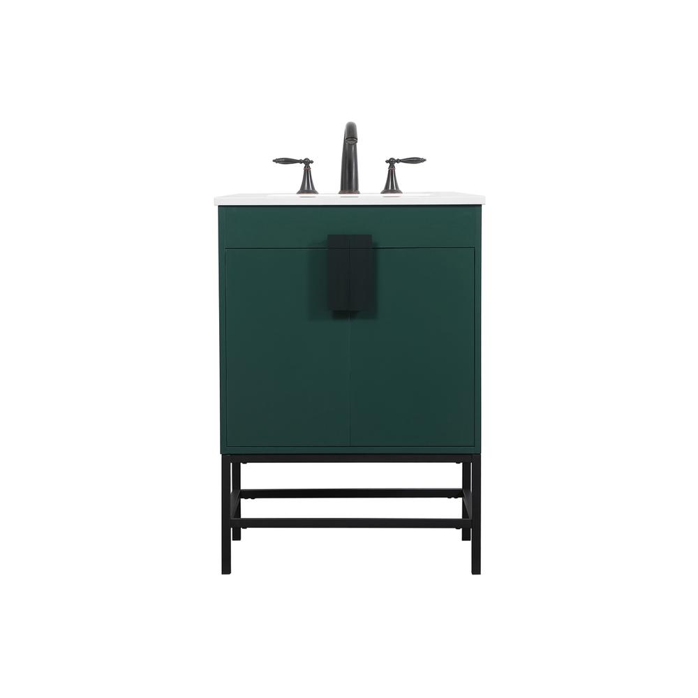 24 inch Single bathroom vanity in green. Picture 1