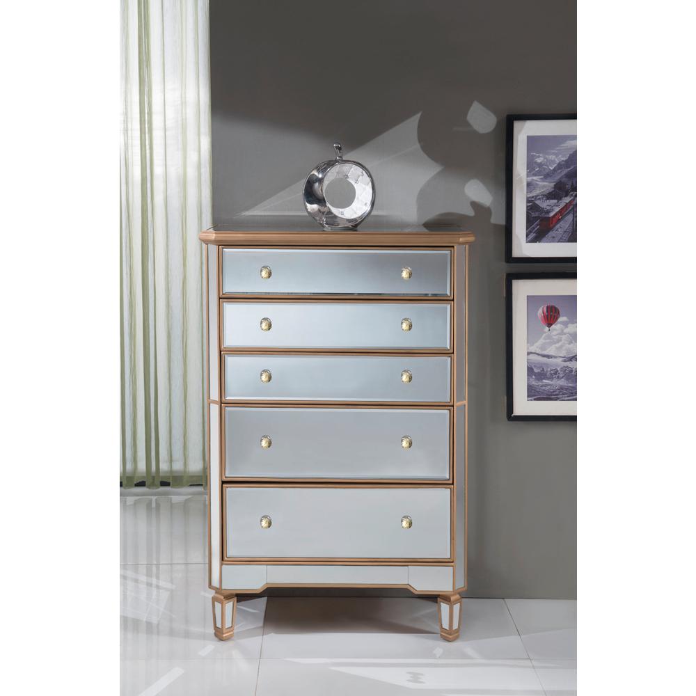 5 Drawer Cabinet 33 in. x 16 in. x 49 in. in Gold paint. Picture 11