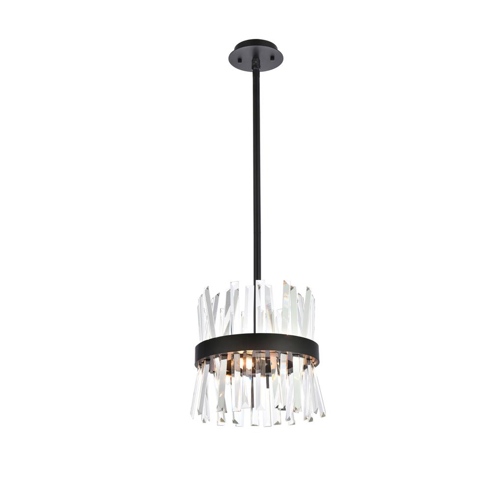 Serephina 12 inch crystal round pendant light in black. Picture 6