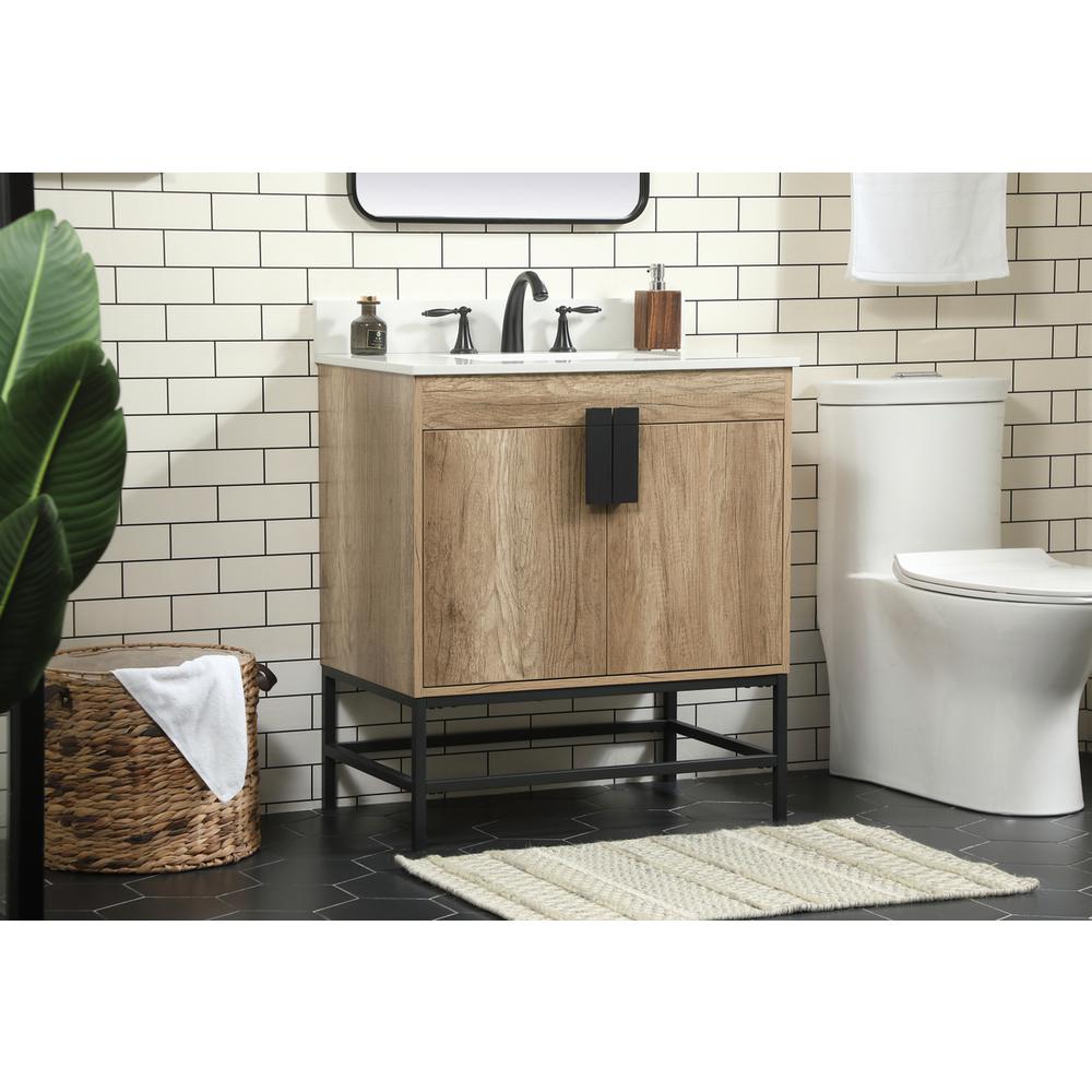 30 inch Single bathroom vanity in natural oak with backsplash. Picture 2