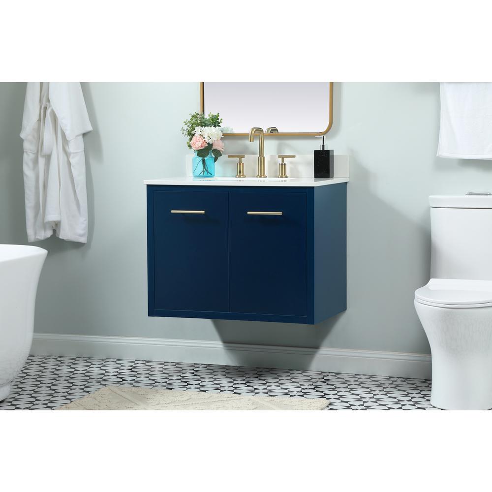 30 inch Single bathroom vanity in blue with backsplash. Picture 5