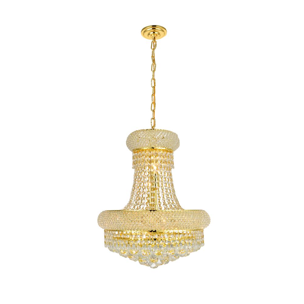 Primo 8 light Gold Pendant Clear Royal Cut Crystal. Picture 6