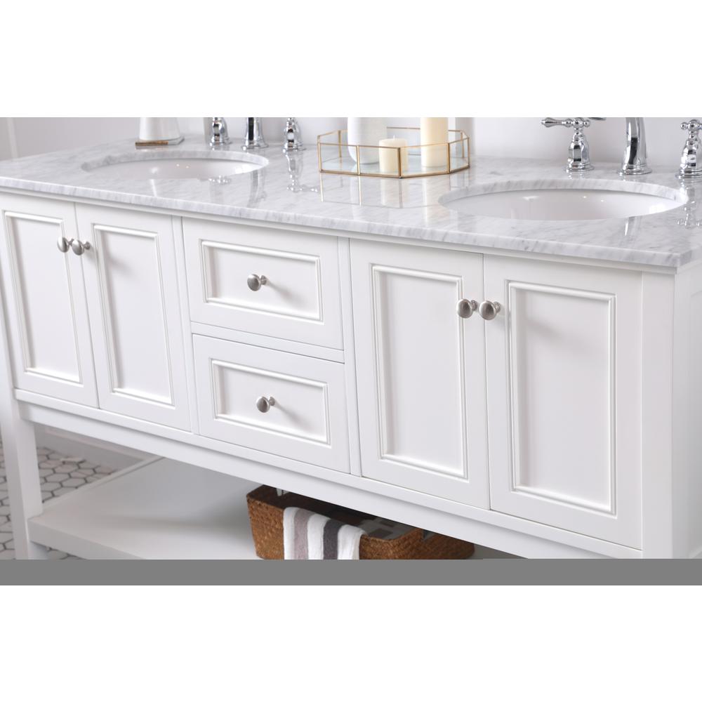 60 in. double sink bathroom vanity set in White. Picture 5