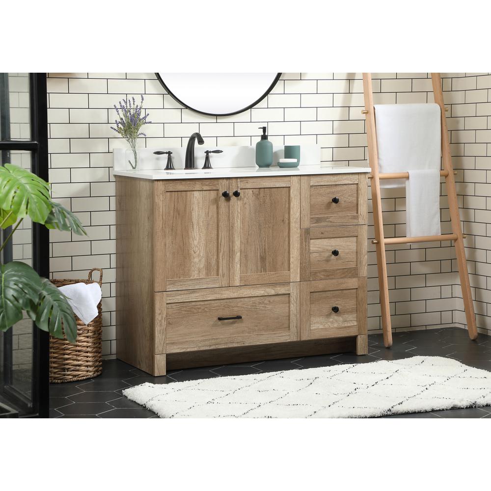 42 inch Single bathroom vanity in natural oak with backsplash. Picture 2