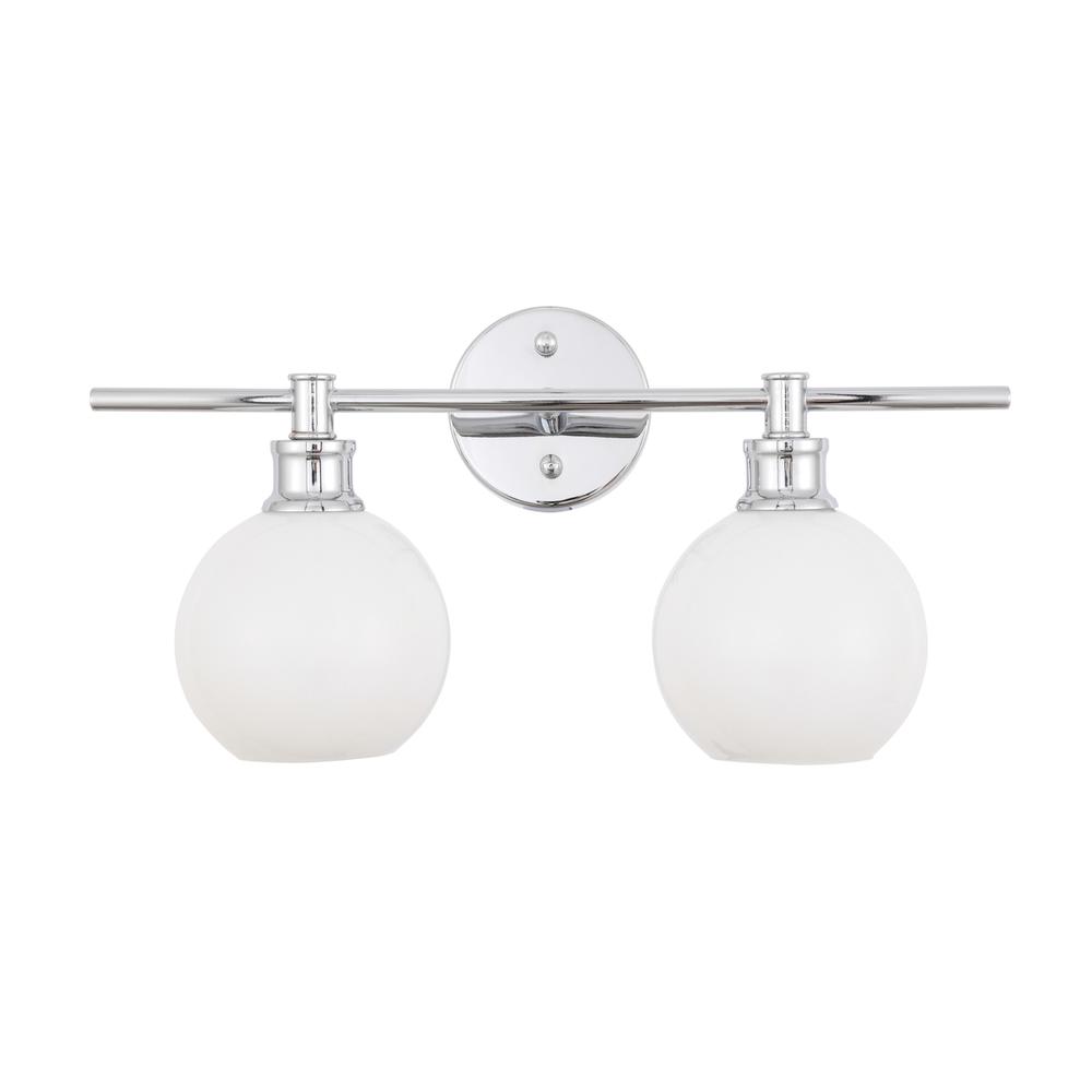 Collier 2 light Chrome and Frosted white glass Wall sconce. Picture 10