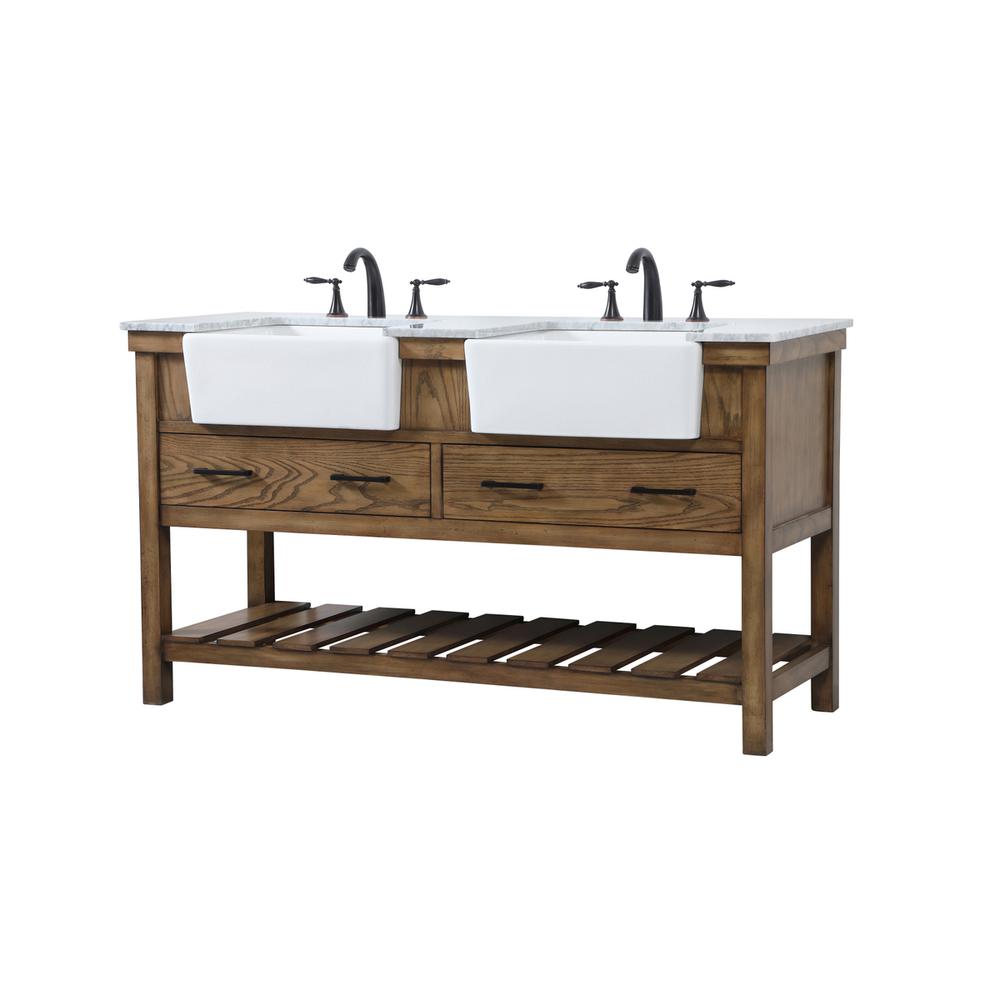 60 inch double bathroom vanity in driftwood. Picture 7