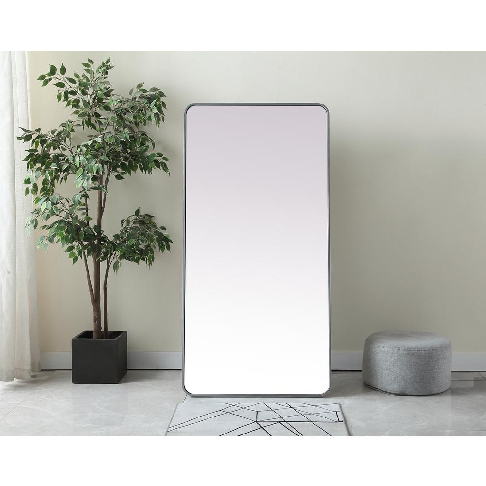 Soft Corner Metal Rectangle Full Length Mirror 30x60 Inch in Silver. Picture 11