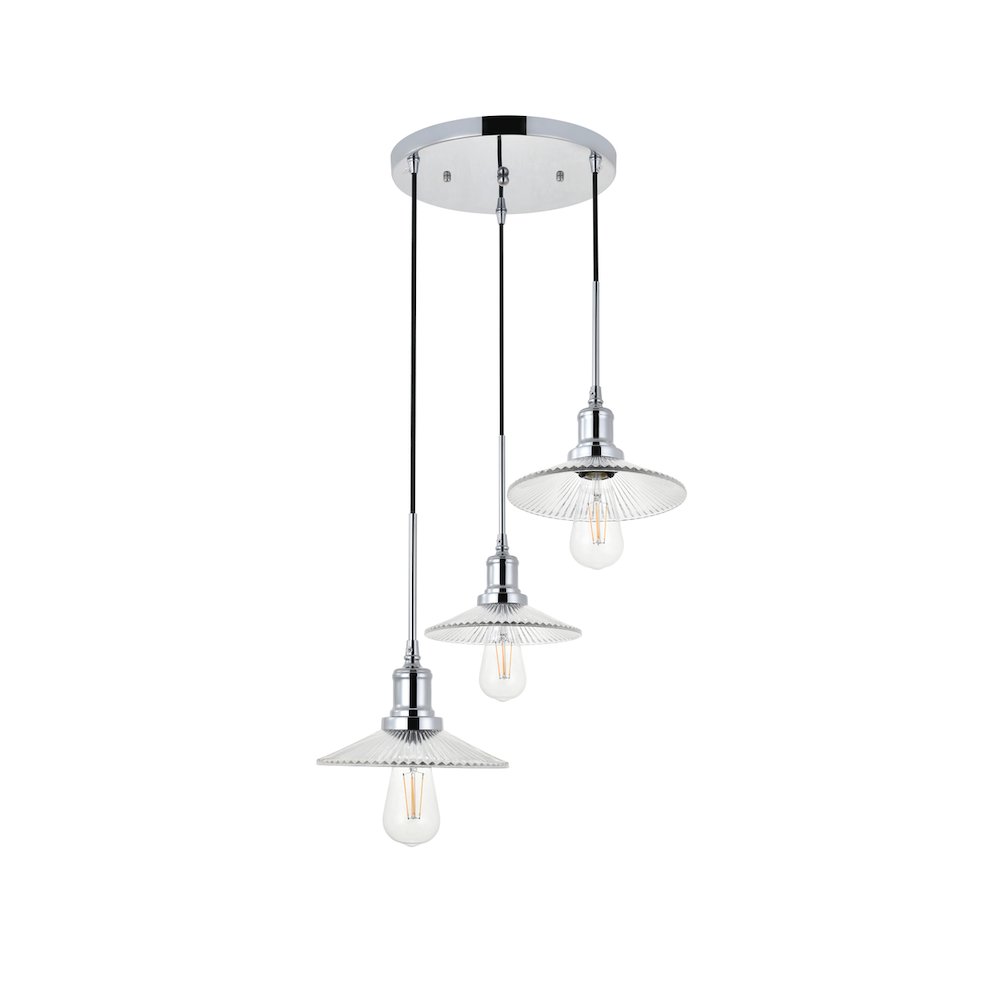 Waltz 3 Light Chrome Pendant. Picture 8