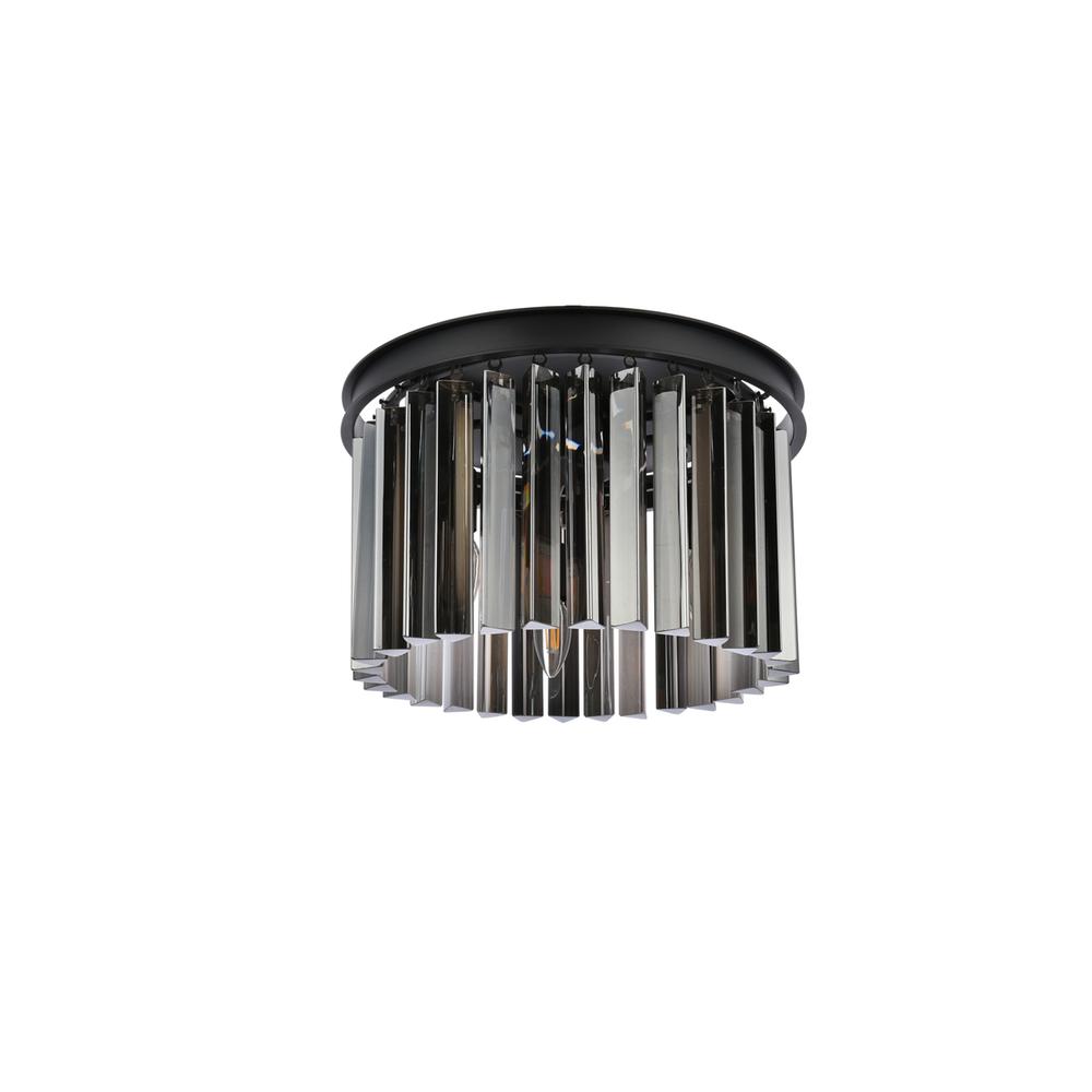 Sydney 3 light Matte Black Flush Mount Silver Shade (Grey) Royal Cut Crystal. Picture 6