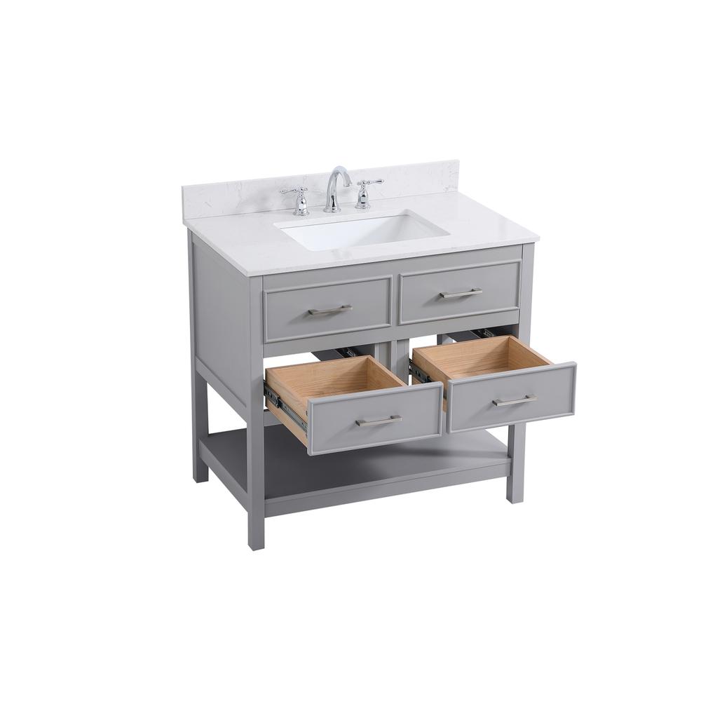 36 inch Single bathroom vanity in gray with backsplash. Picture 9