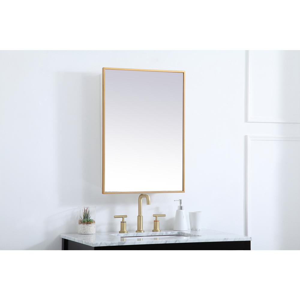 Metal mirror medicine cabinet 20 inch x 28 inch in Brass. Picture 2