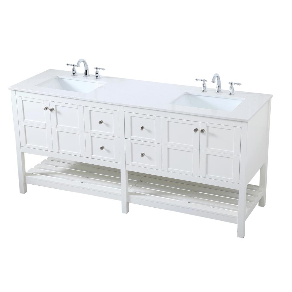 72 inch Double Bathroom Vanity in White. Picture 7