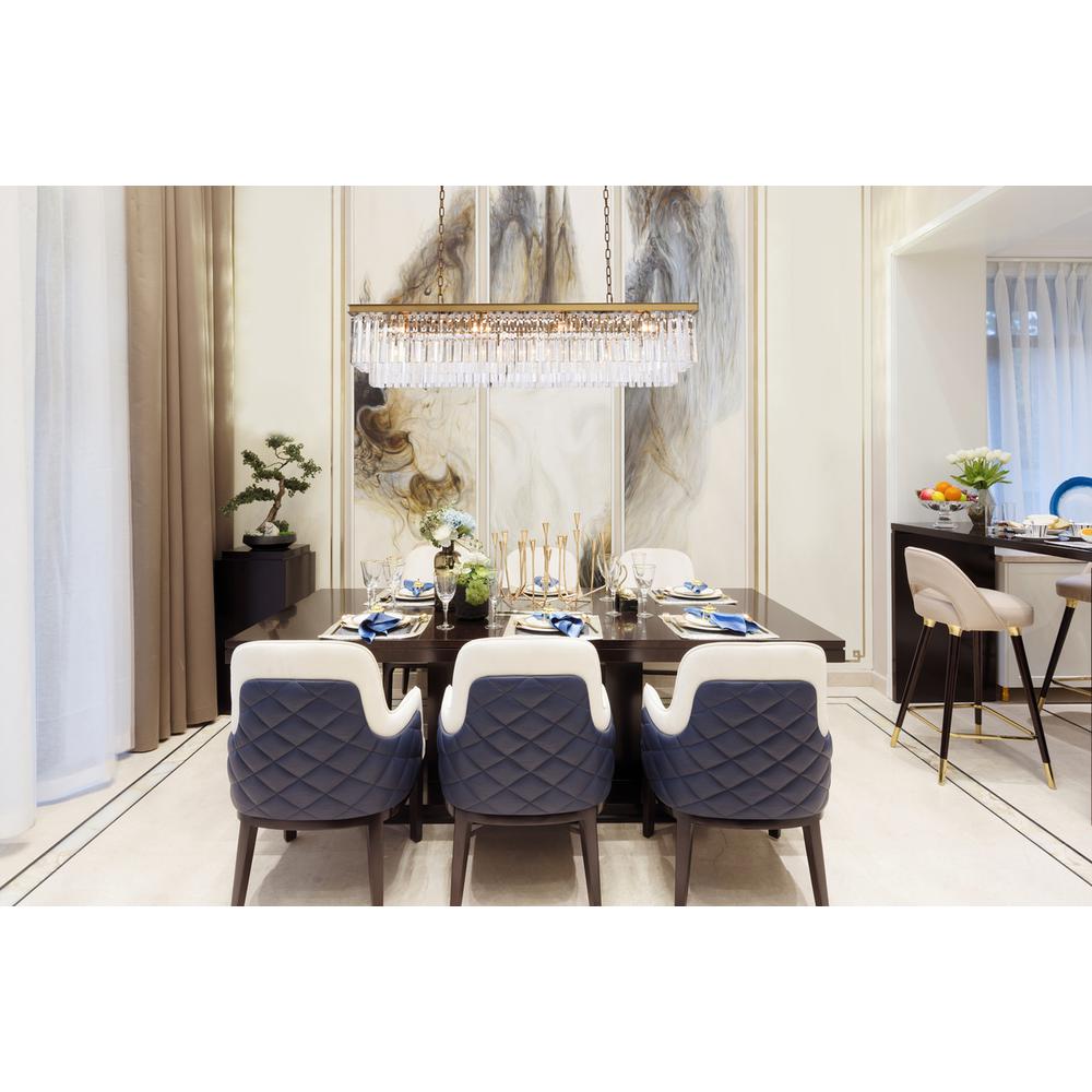 Sydney 60 inch rectangle crystal chandelier in satin gold. Picture 7