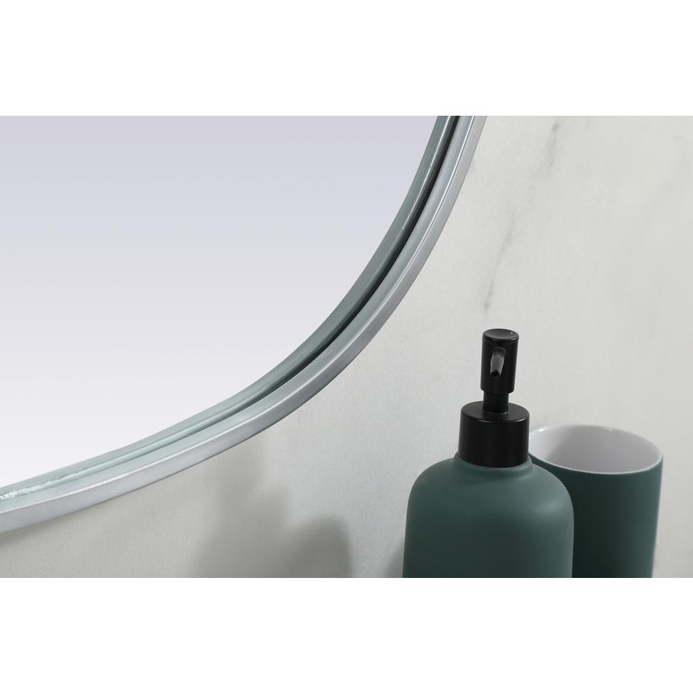 Metal Frame Oval Mirror 24x30 Inch in Silver. Picture 6