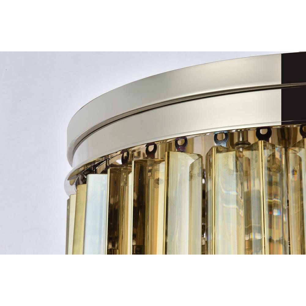 Sydney 9 light polished nickel Flush Mount Golden Teak (Smoky) Royal Cut Crystal. Picture 5