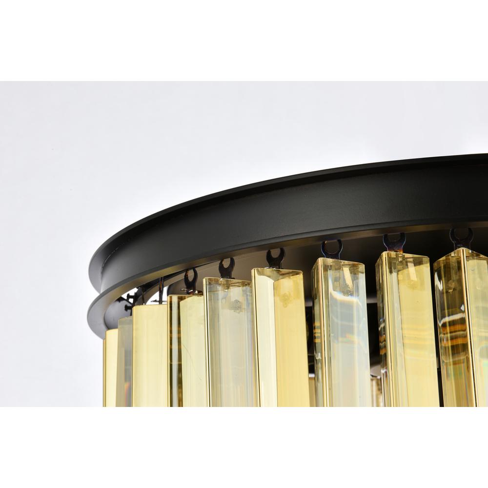 Sydney 6 light Matte Black Flush Mount Golden Teak (Smoky) Royal Cut Crystal. Picture 4