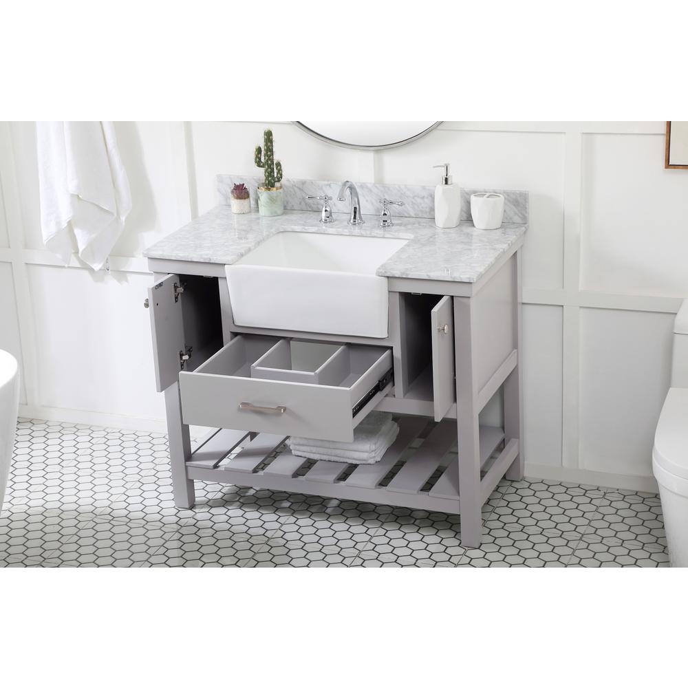 42 inch Single bathroom vanity in grey with backsplash. Picture 3