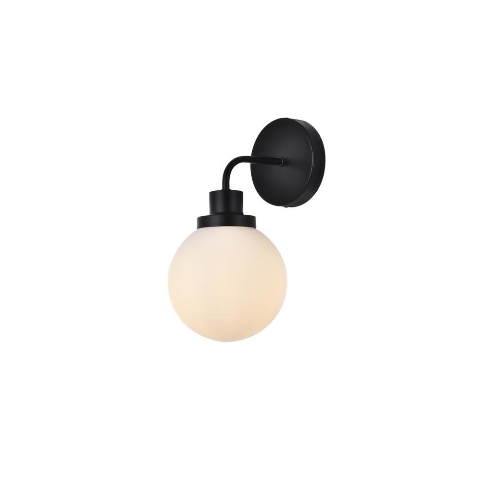 Hanson 1 light bath sconce in black with frosted shade. Picture 2
