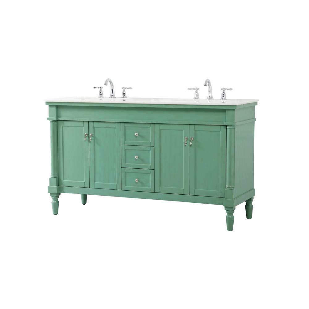 60 inch double bathroom vanity in vintage mint. Picture 7