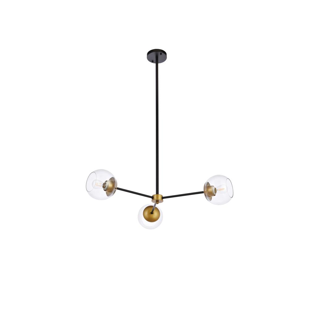 Briggs 32 inch pendant in black and brass with clear shade. Picture 6