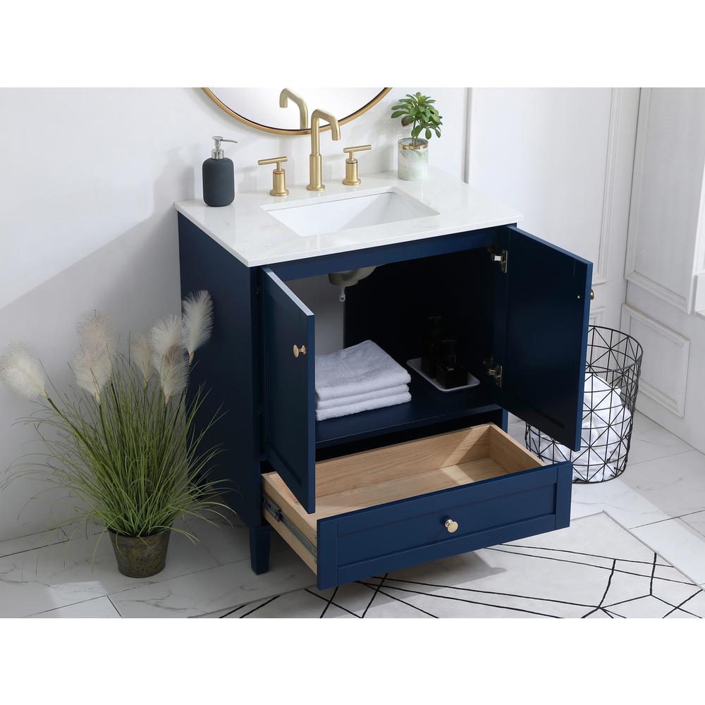 30 inch Single Bathroom Vanity in Blue. Picture 3